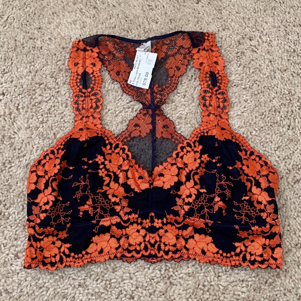 Navy-Rust Lace Bralette